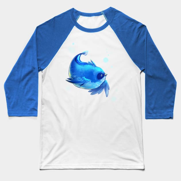 Blue merbird Baseball T-Shirt by LucyDoesArt